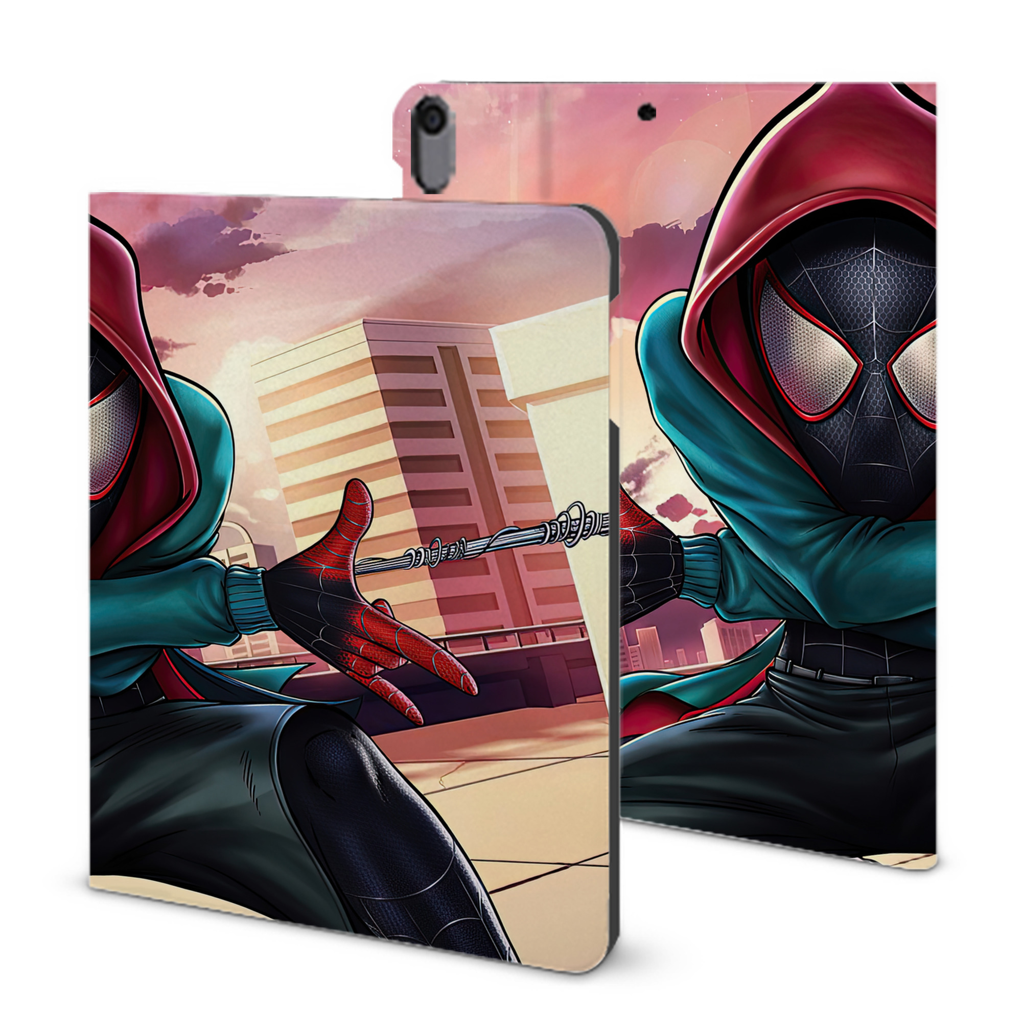 （画像用） Spider Man スパイダーマン IPad ケース ブック型 PUレザー TPU 耐衝撃 軽量 薄型 ペン収納なし 全面保護 IPad 各モデル対応